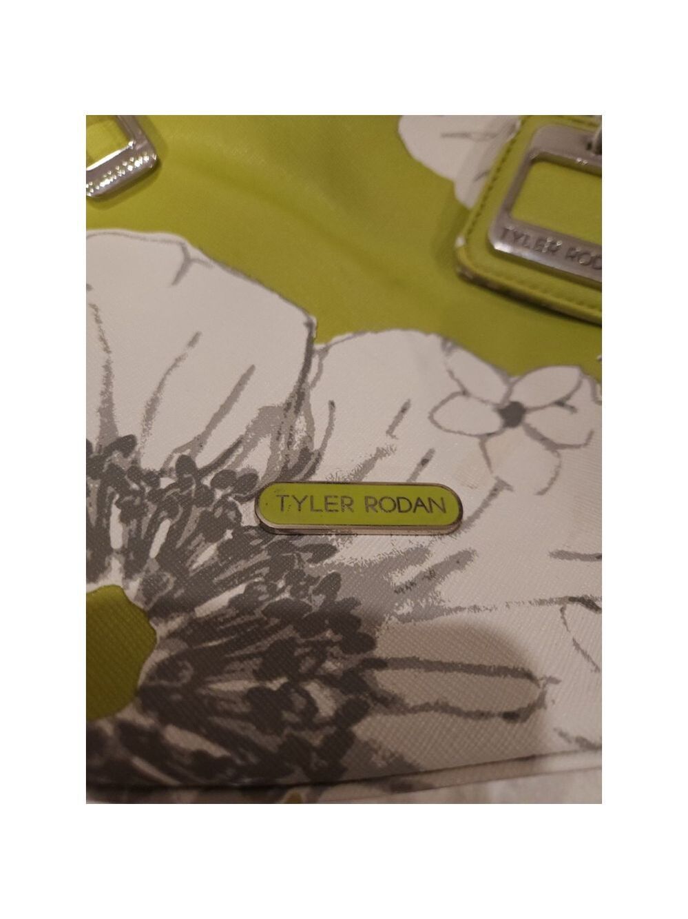 Tyler Rodan Green White Floral Tote Bag - Picture 9 of 9